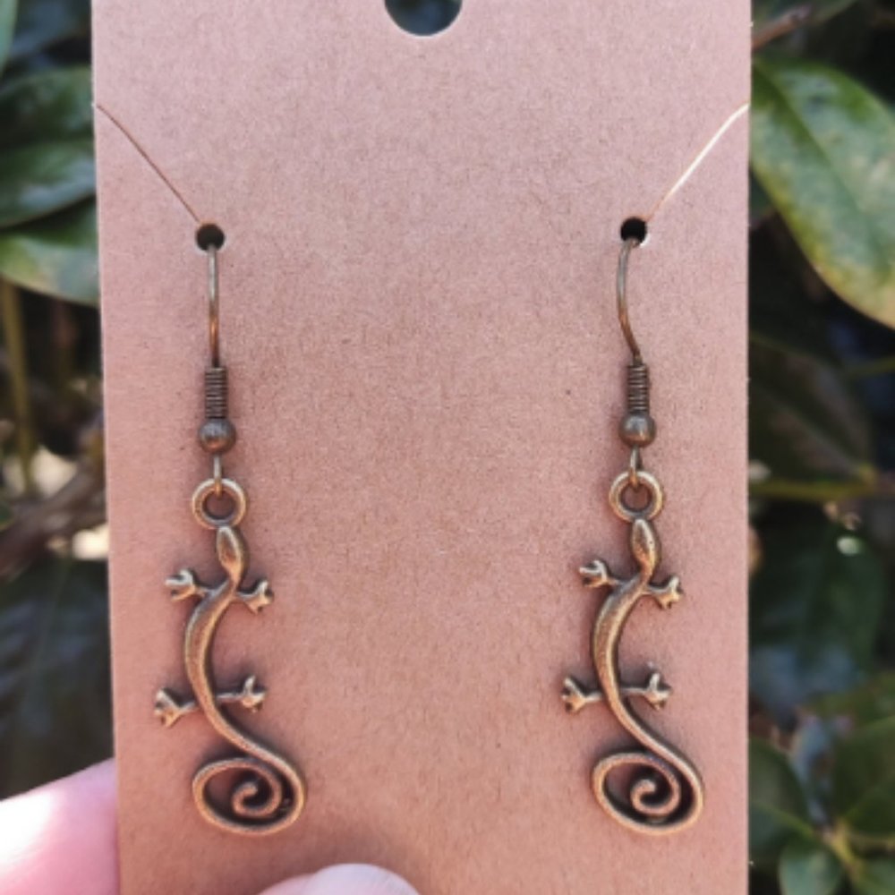 Bronze Lizard Earrings